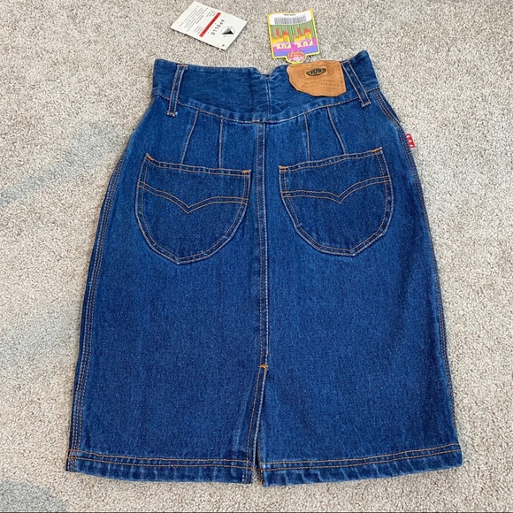 LFu's Fu's Highwaisted Blue Jean Skirt With Front & Back Pockets Size M - Picture 4 of 13